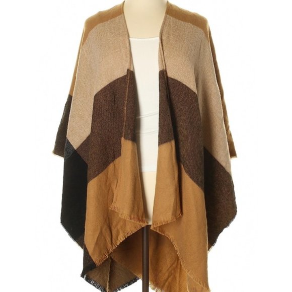 Anne Klein Accessories - Anne Klein Brown Tan Color Block Poncho